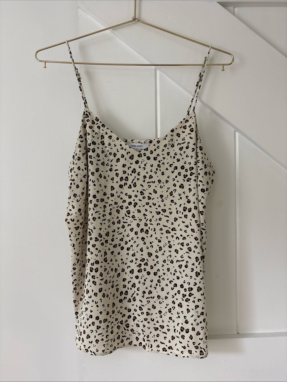 Nine West Leopard Print Camisole Tank Top Size Medium Adjustable Straps